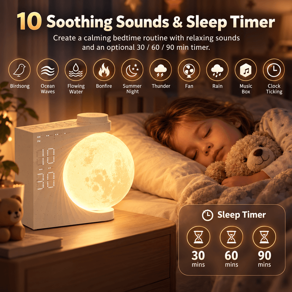Moonrise Alarm Lamp - Lunévine