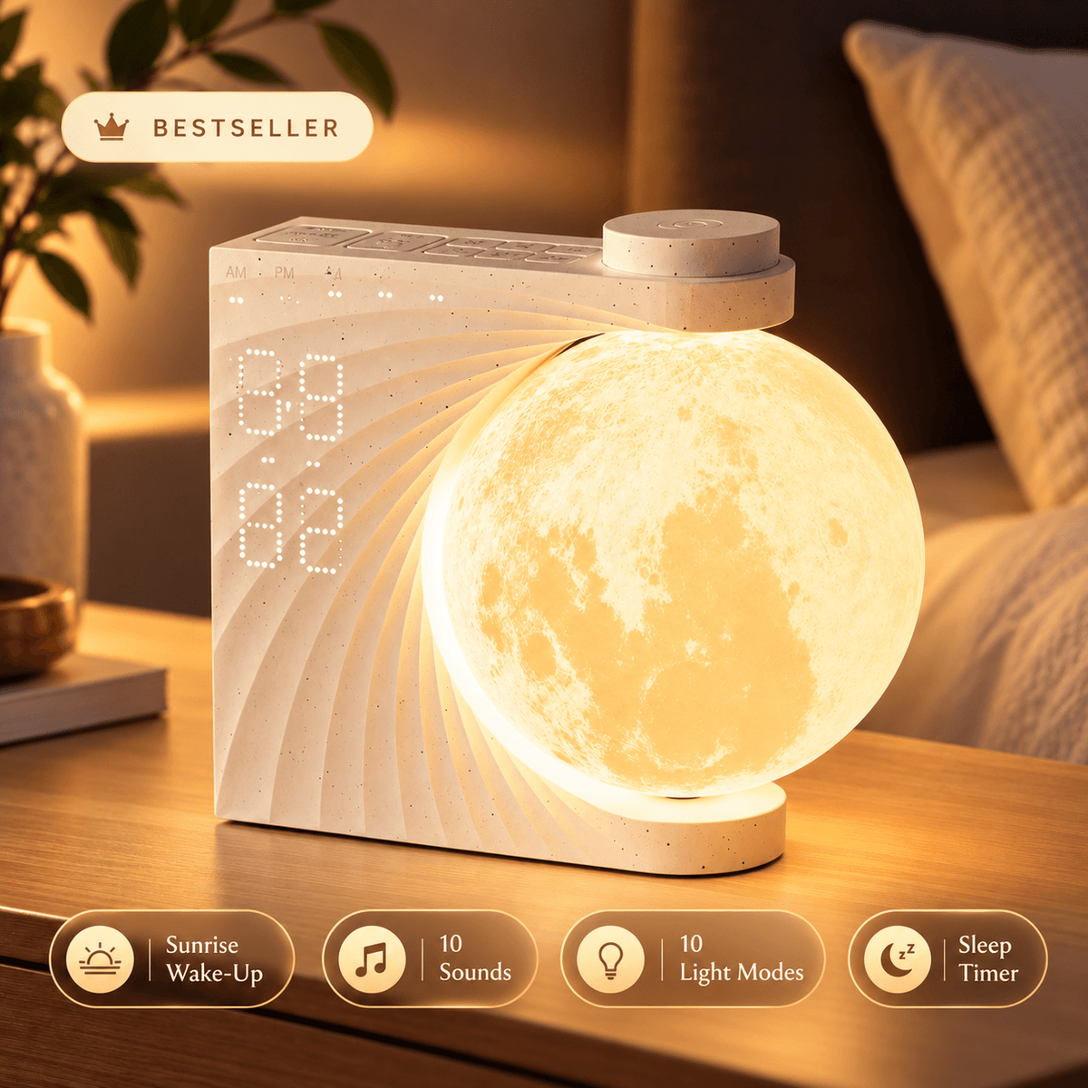 Moonrise Alarm Lamp - Lunévine
